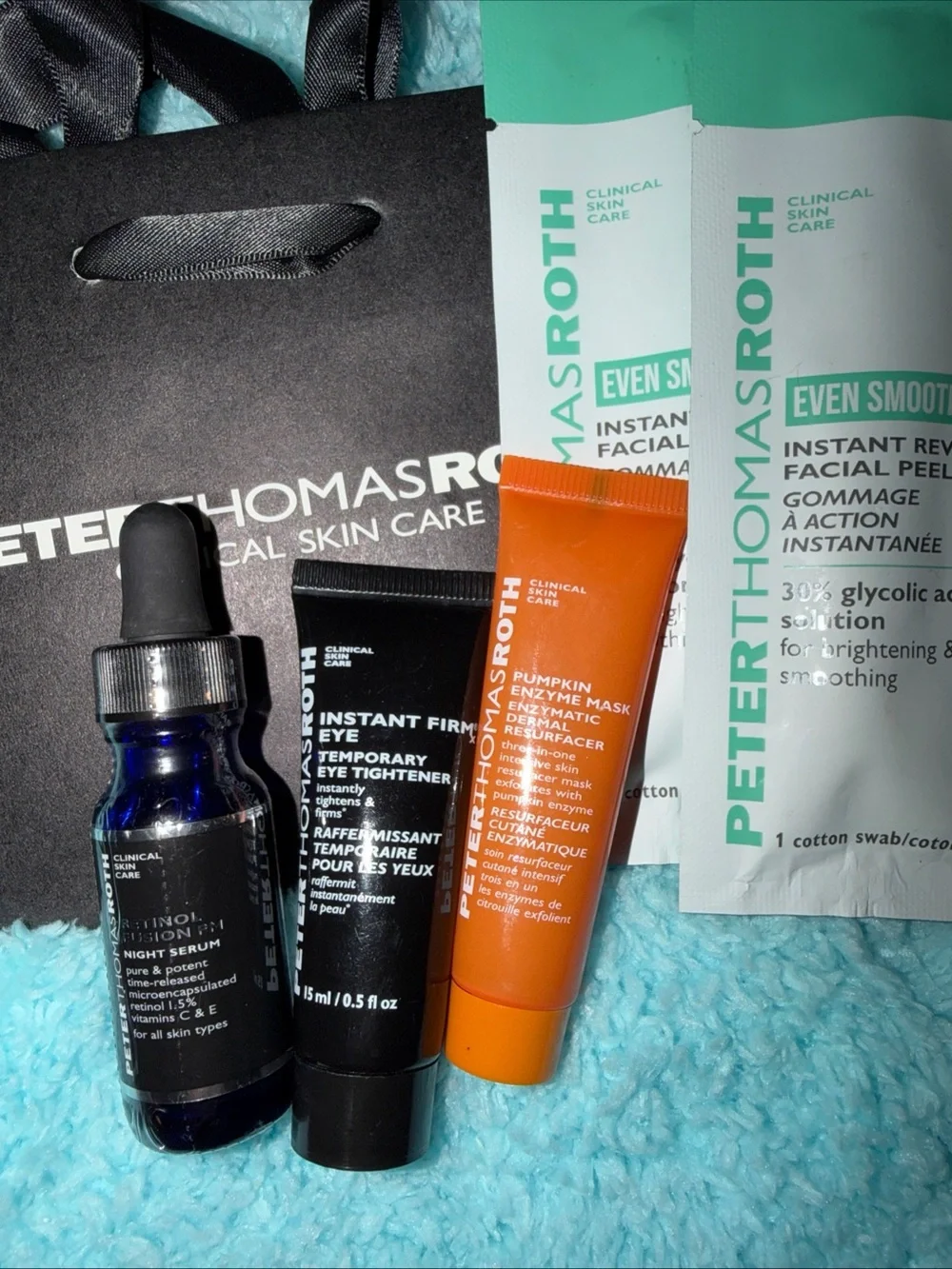Peter Thomas Roth Skincare Gift Set- retinol, eye, mask, peel w/gift bag new